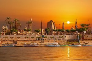 River Nile Luxor Egypt, Beautiful yellow sunny background