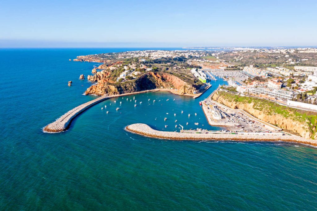 Aerial from Albufeira in the Algarve Portugal